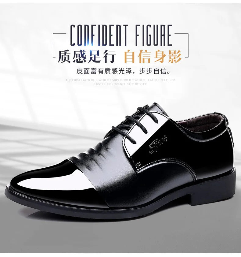 Men Dress Shoes Patent Leather Oxford Shoes Male Formal  Big Size 38-48 Handsome Men Pointed Toe  for Wedding