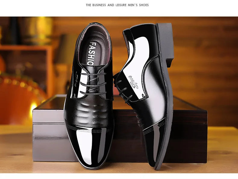 Men Dress Shoes Patent Leather Oxford Shoes Male Formal  Big Size 38-48 Handsome Men Pointed Toe  for Wedding