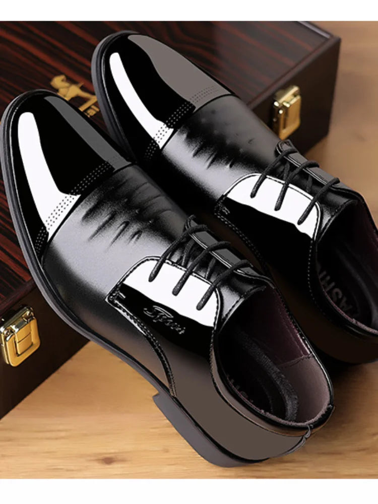 Men Dress Shoes Patent Leather Oxford Shoes Male Formal  Big Size 38-48 Handsome Men Pointed Toe  for Wedding