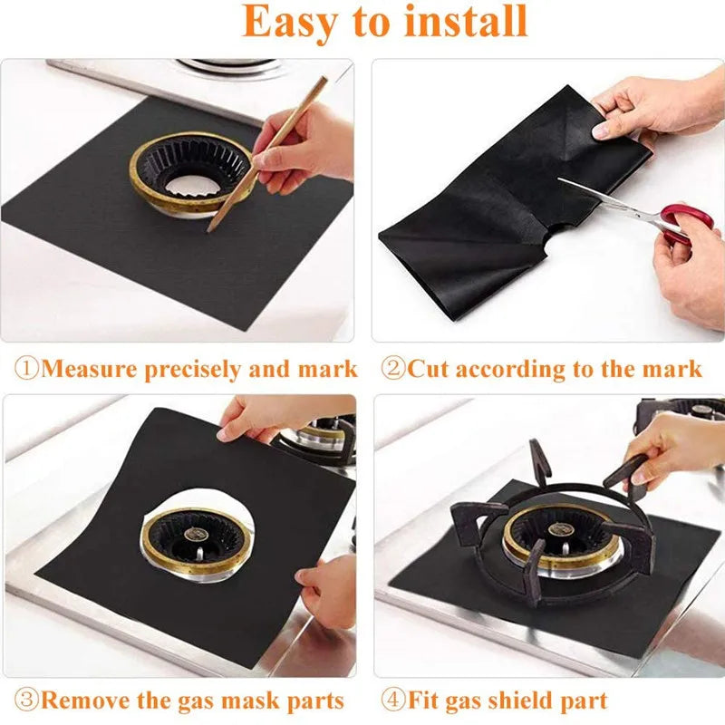 1/4/6/8Pcs Gas Stove Protector Cooker Cover Liner Clean Mat Pad Kitchen Gas Stove Stovetop Protector Kitchen Accessory Utensils