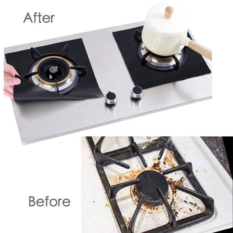 1/4/6/8Pcs Gas Stove Protector Cooker Cover Liner Clean Mat Pad Kitchen Gas Stove Stovetop Protector Kitchen Accessory Utensils