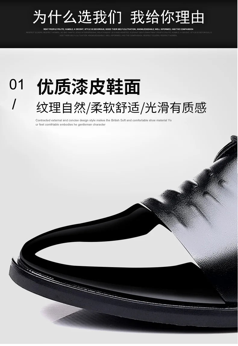 Men Dress Shoes Patent Leather Oxford Shoes Male Formal  Big Size 38-48 Handsome Men Pointed Toe  for Wedding