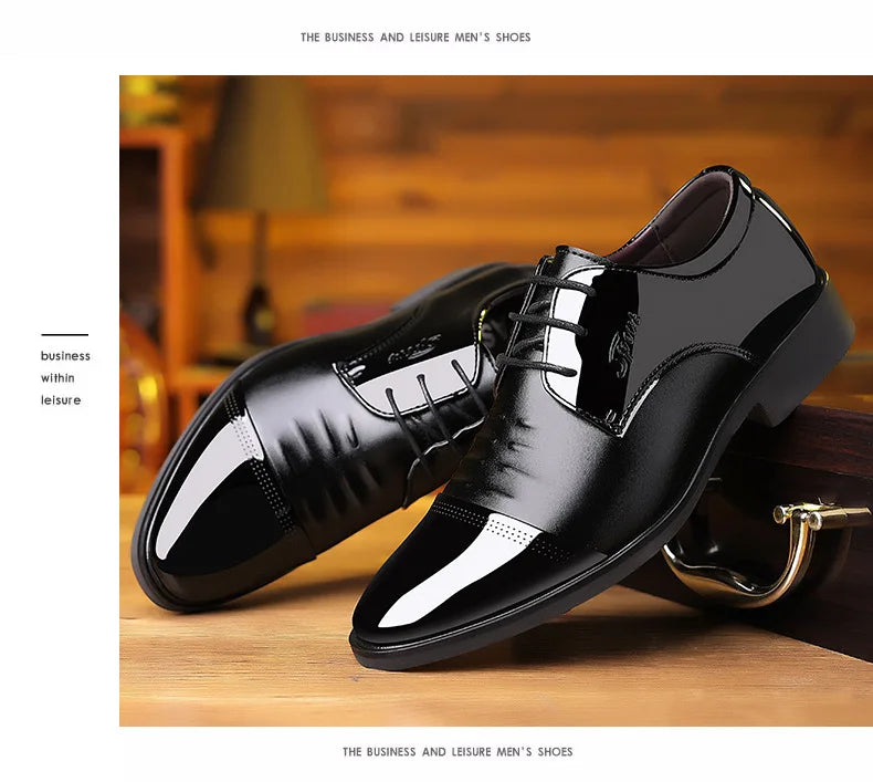 Men Dress Shoes Patent Leather Oxford Shoes Male Formal  Big Size 38-48 Handsome Men Pointed Toe  for Wedding