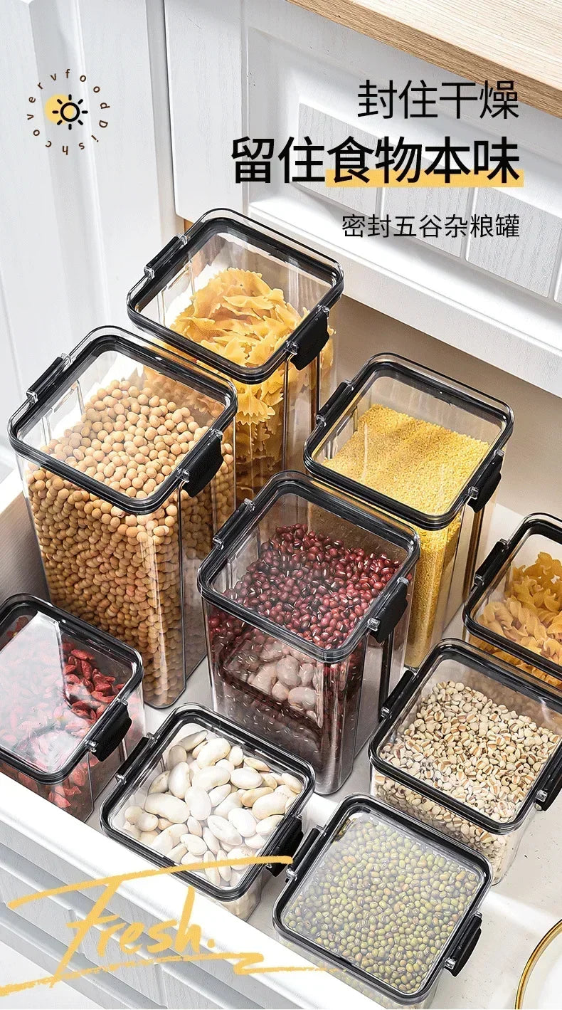 460-1800ml Sets Kitchen Stackable Sealed Jar Plastic Food Storage Box Multigrain Tank Bottle Dried Fruit Tea Storage Containers