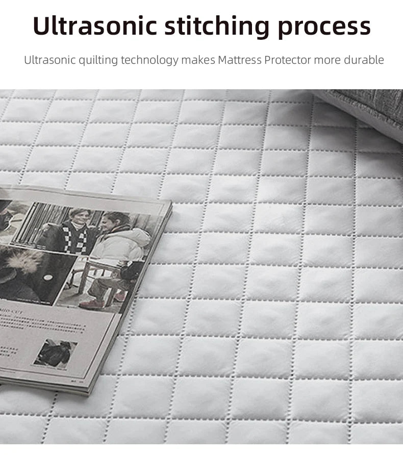 Ultrasonic Mattress Protector Cover Pad Washable Mattress Bed Protector with Elastic Band