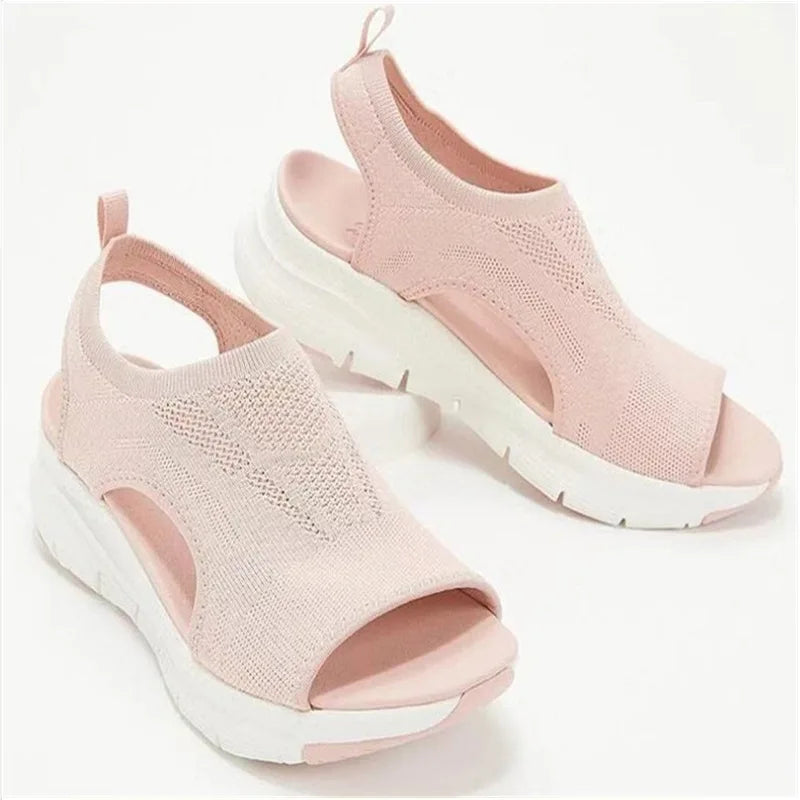 Women Summer Shoes 2025 New Mesh Fish Platform Sandals Women's Open Toe Wedge Sandals Ladies Light Casual Shoes Zapatillas Muje