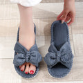 Women's Corduroy Bow Living Room Shoes Slippers Home Soft Casual Autumn Winter Silent Light EVA Anti Slip Herringbone Slippers