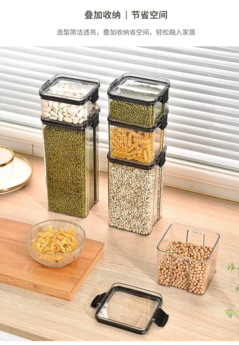 460-1800ml Sets Kitchen Stackable Sealed Jar Plastic Food Storage Box Multigrain Tank Bottle Dried Fruit Tea Storage Containers