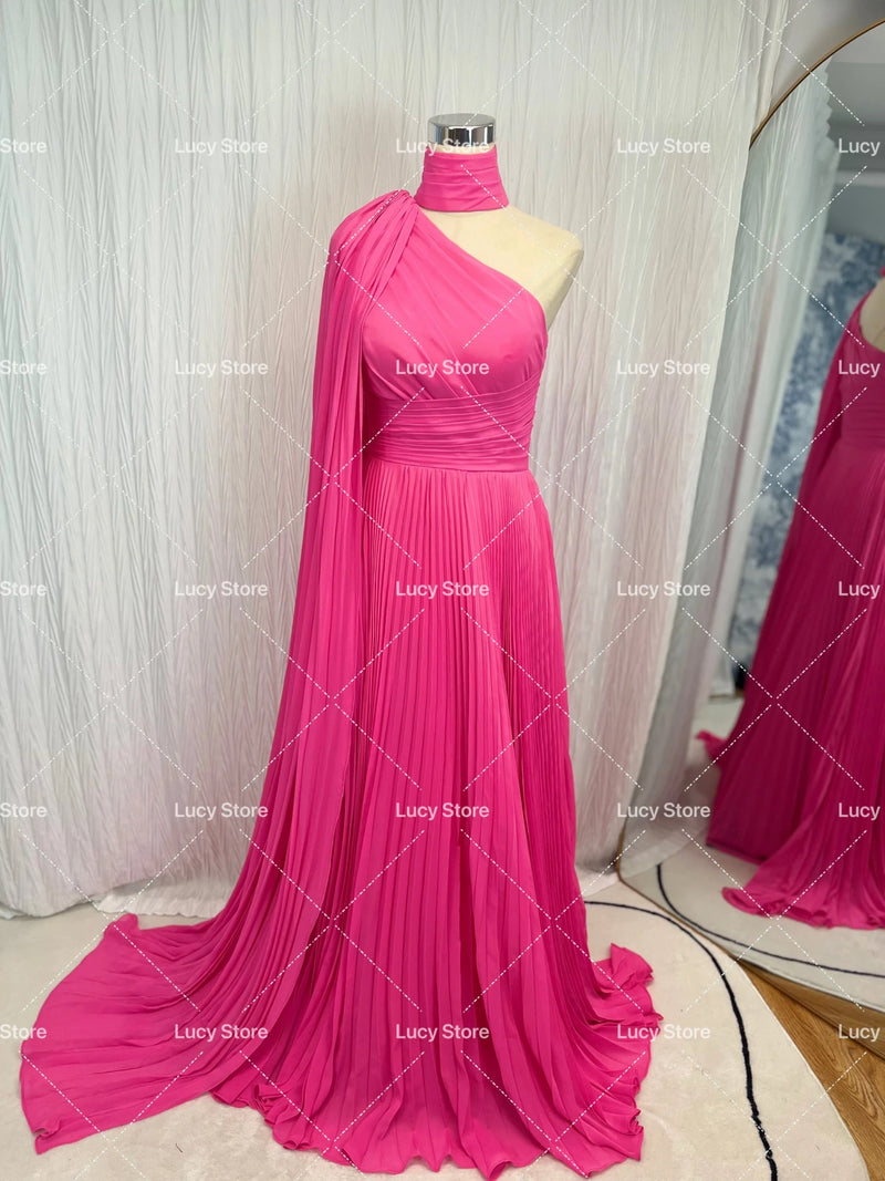 Lucy Rose Red Luxury Woman Party Dress Chiffon Wedding Ceremony Elegant Women 2024 Bride Dresses Shawl Formal Piece Customized