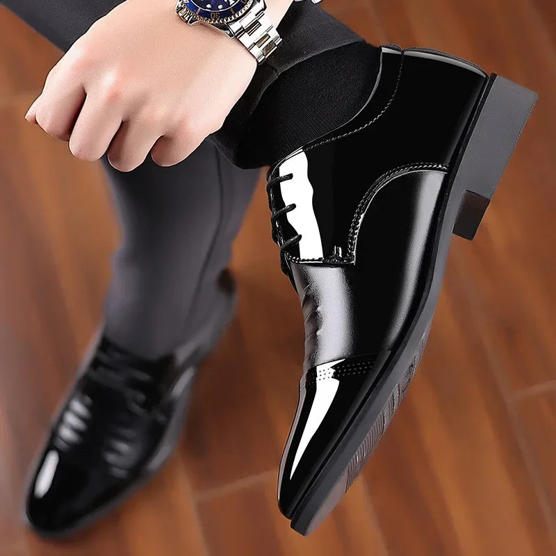 Men Dress Shoes Patent Leather Oxford Shoes Male Formal  Big Size 38-48 Handsome Men Pointed Toe  for Wedding