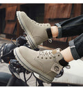 High Top Boots Men's Leather Shoes Fashion Motorcycle Ankle Boots for Men Winter Boots Man Shoes Lace-Up Botas Hombre