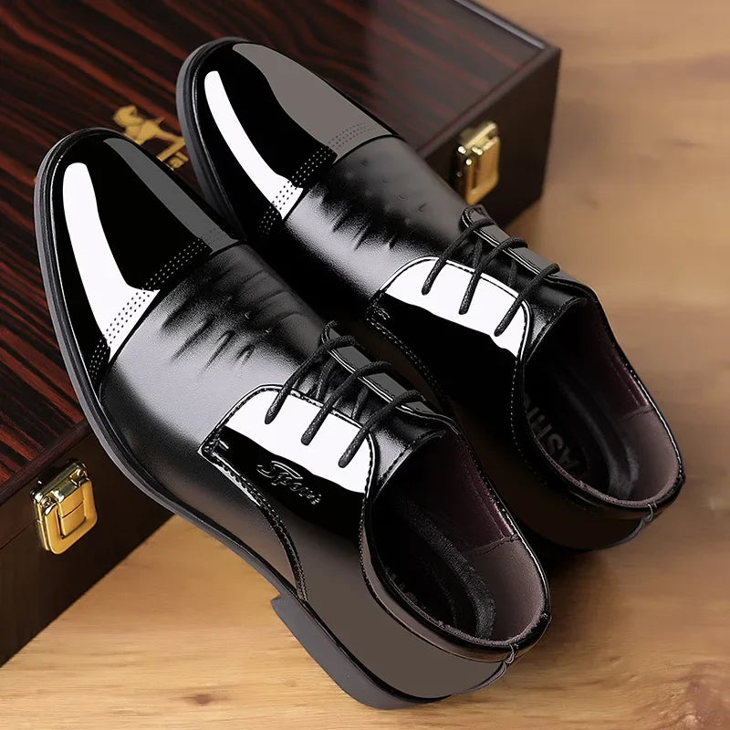 Men Dress Shoes Patent Leather Oxford Shoes Male Formal  Big Size 38-48 Handsome Men Pointed Toe  for Wedding