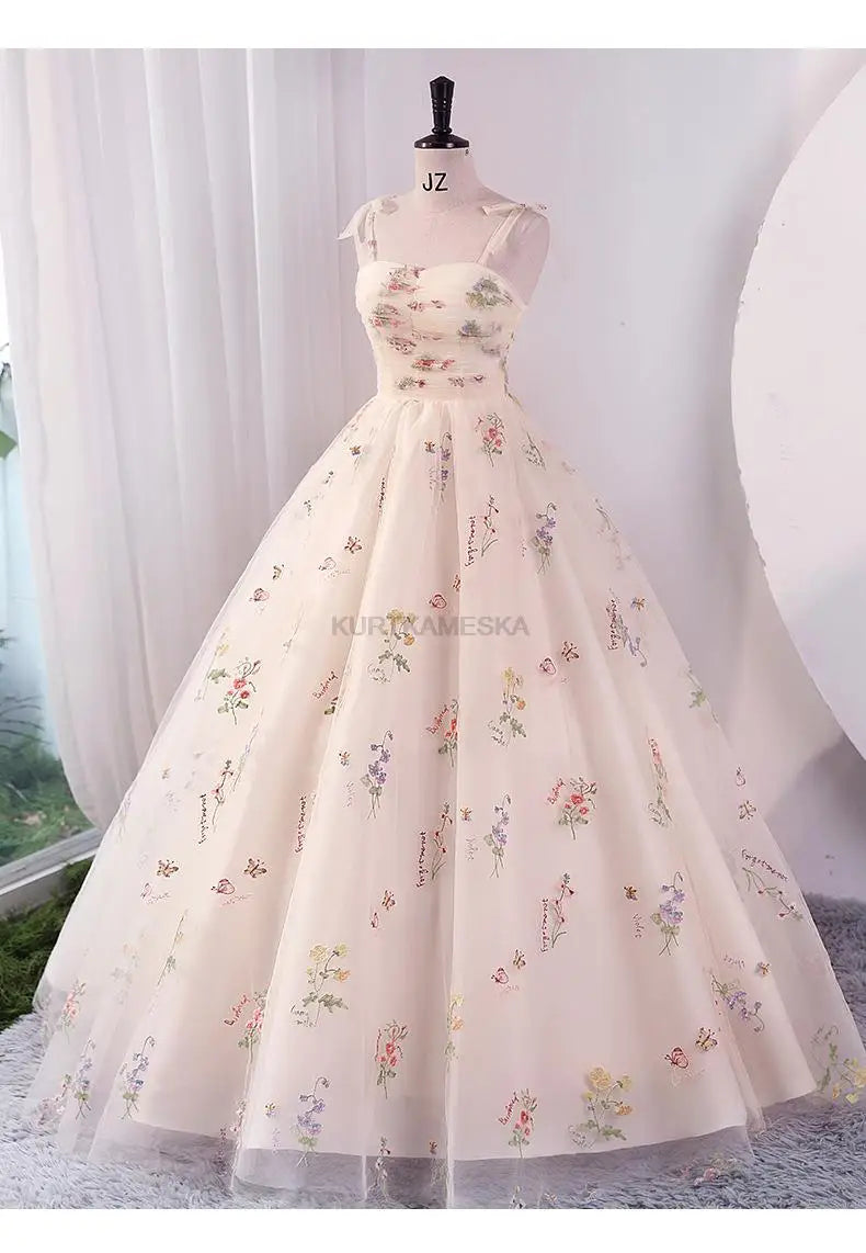 Luxury Floral Embroidery Long Prom Evening Wedding Shooting Dresses Women 2024 Summer Party Formal Occasions Reception Dress