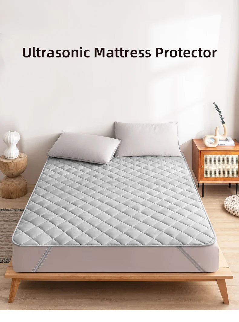 Ultrasonic Mattress Protector Cover Pad Washable Mattress Bed Protector with Elastic Band