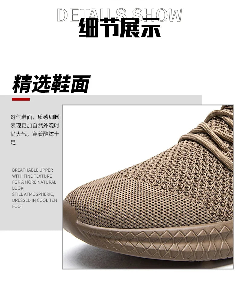 Fujeak Ultralight Running Shoes for Men Casual Breathable Mesh Sneakers Anti-slip Fashion Solid Colour Men's Shoes Plus Size 46