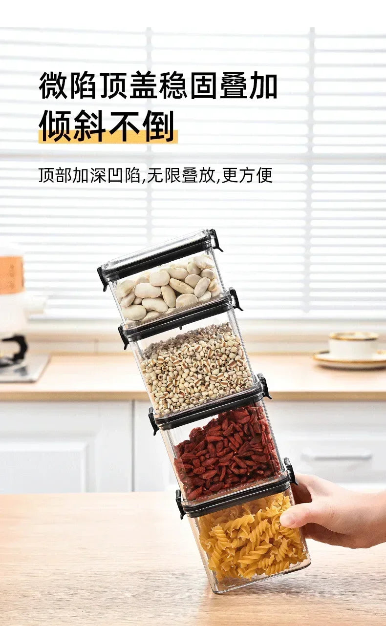 460-1800ml Sets Kitchen Stackable Sealed Jar Plastic Food Storage Box Multigrain Tank Bottle Dried Fruit Tea Storage Containers