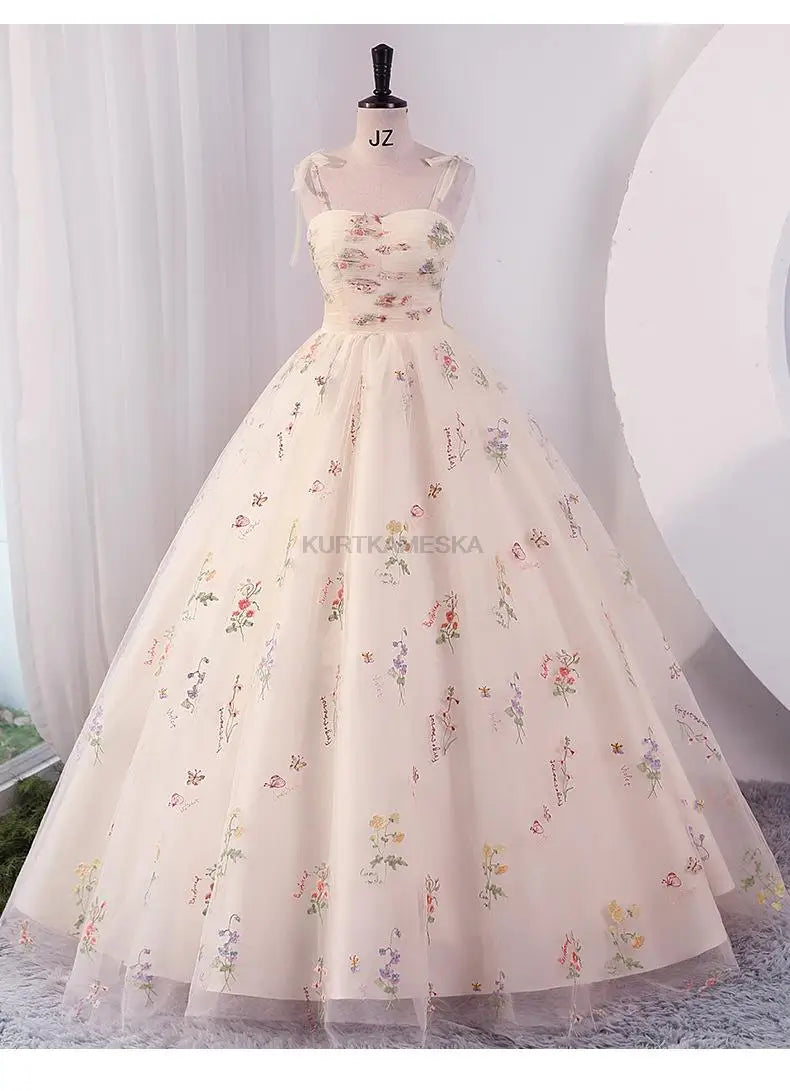 Luxury Floral Embroidery Long Prom Evening Wedding Shooting Dresses Women 2024 Summer Party Formal Occasions Reception Dress