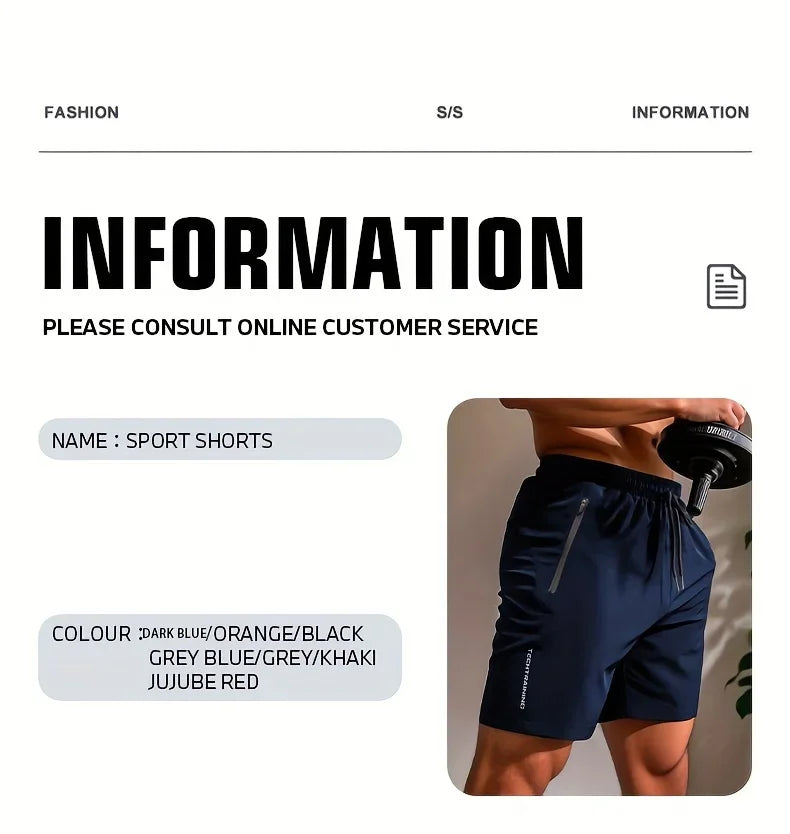 UETEEY Summer Shorts Men Gym Sport Running Squat Fitness Workout Man Short Pants Breathable Quick-drying Drawstring Mens Shorts