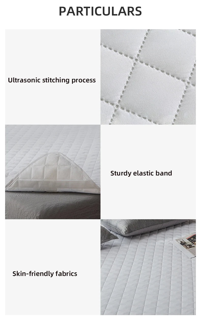 Ultrasonic Mattress Protector Cover Pad Washable Mattress Bed Protector with Elastic Band