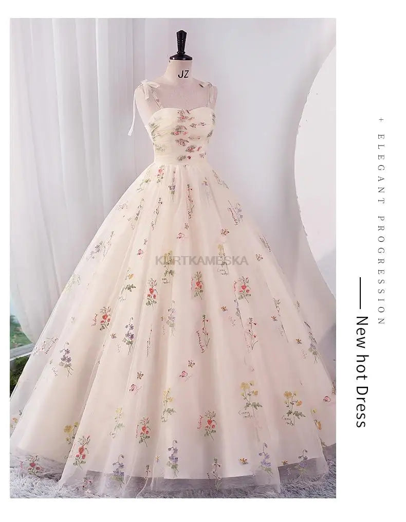 Luxury Floral Embroidery Long Prom Evening Wedding Shooting Dresses Women 2024 Summer Party Formal Occasions Reception Dress