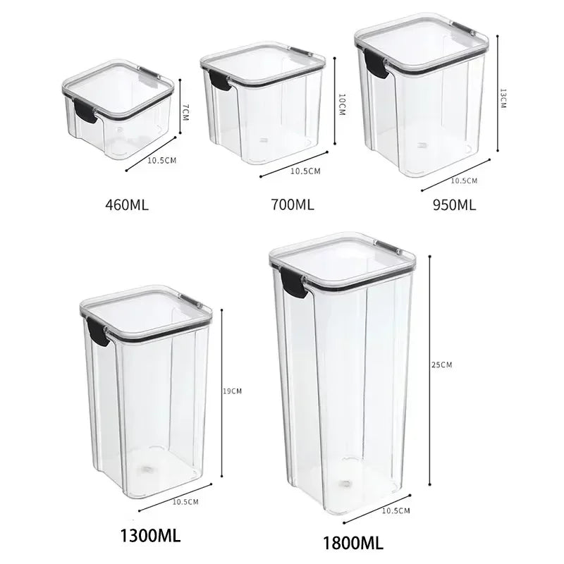 460-1800ml Sets Kitchen Stackable Sealed Jar Plastic Food Storage Box Multigrain Tank Bottle Dried Fruit Tea Storage Containers