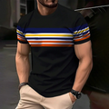 2024 Men's Street T-shirt Summer Men's 3D Stripe Letter Print Short Sleeve Tops Oversized Casual Tee Hipster T Shirts Clothing